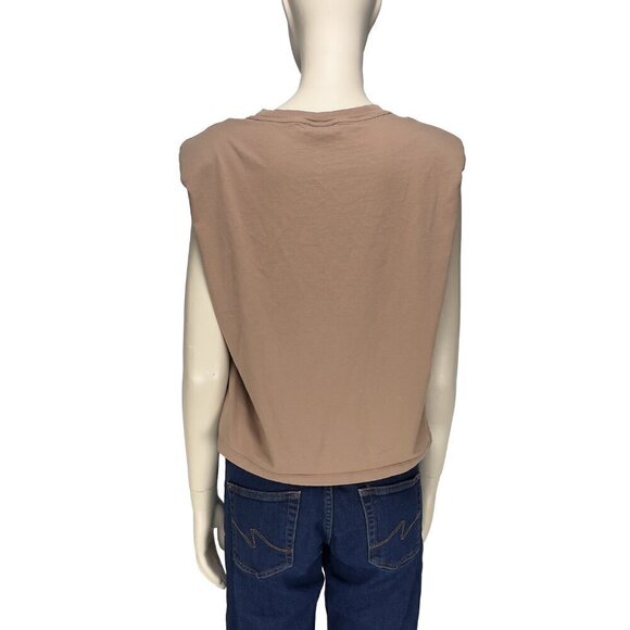 π₯2/30$π₯ Babaton Tan Muscle Square Shoulders Pad Crew NTank T-shirt Cotton s S - Picture 3 of 7